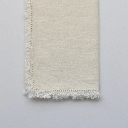 Meri Napkins Off White with a Fringe Edge & Hemstitching Set of 4