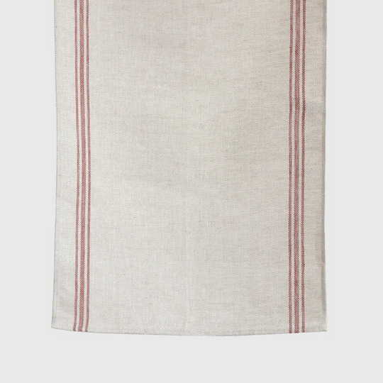 Luke Tea Towels Natural Herringbone with Red Stripes Set of 6