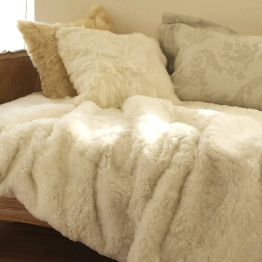 Alpaca Fur Throw Ivory White