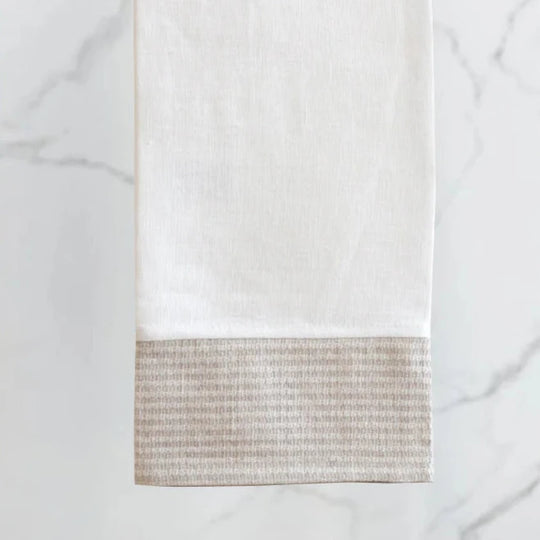 Funnel Guest Towel Cream with Tan & Cream Border, Set of 6