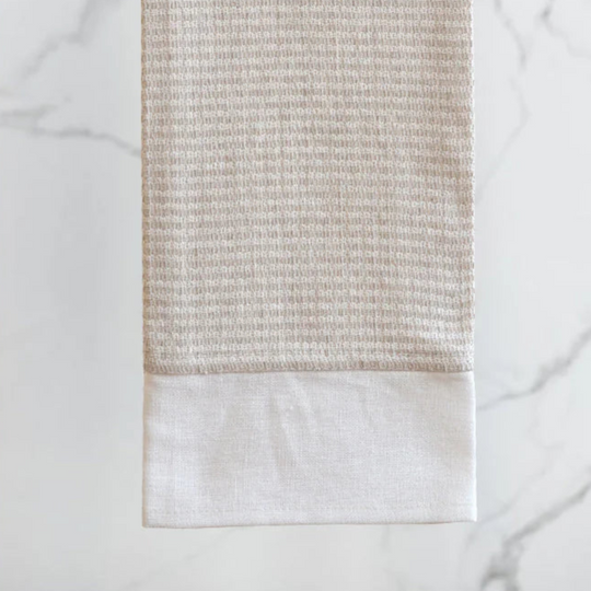 Funnel Guest Towel Cream & Tan with Cream Border, Set of 6