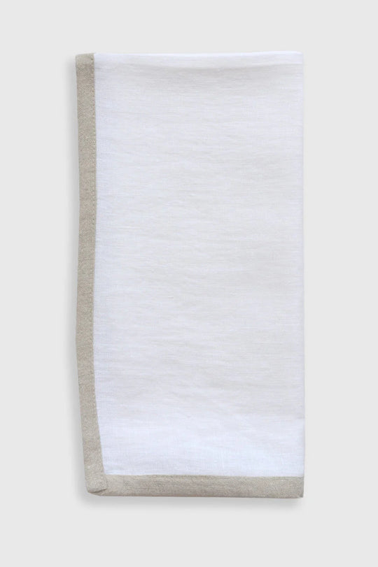 Laurel Napkins White with Natural Border Set of 4